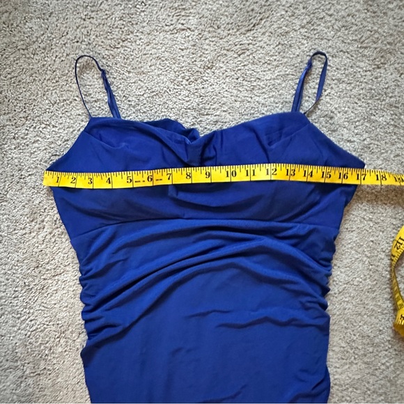 EMERALD SUNDAE | Draped-Neck Bodycon Dress  | Blue | Size: L - Picture 7 of 11